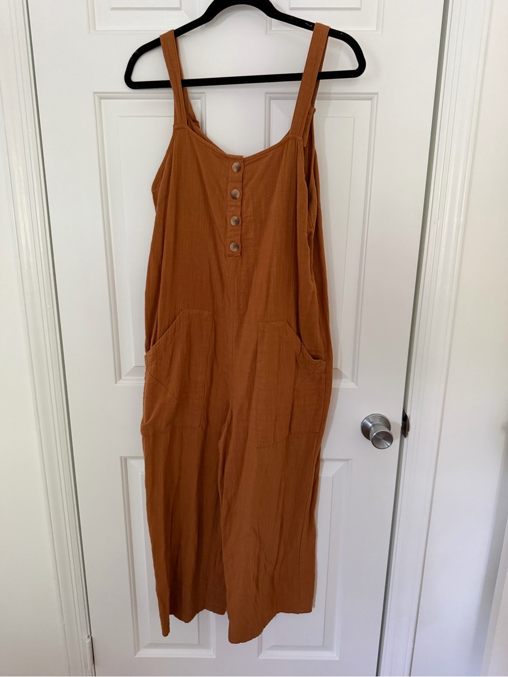 Billabong Rust Brown Sleeveless Button-Front Jumpsuit